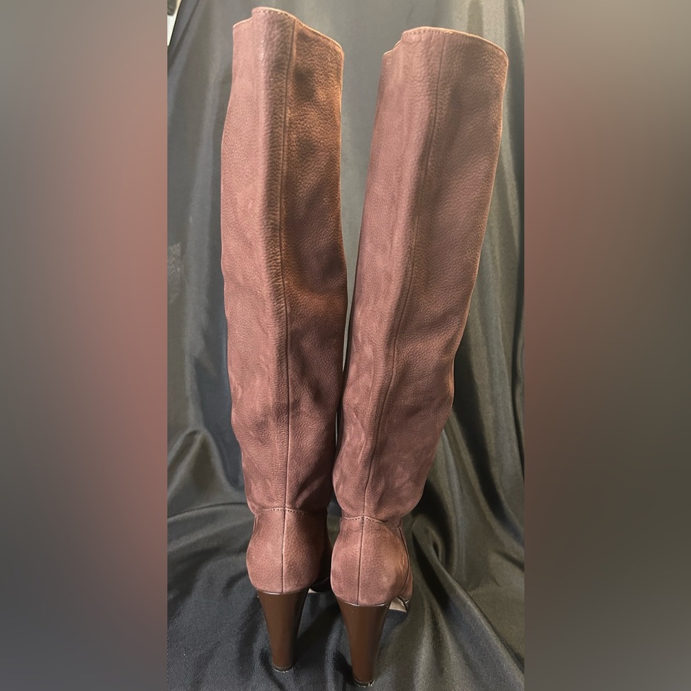 COLE HAAN Soft Leather Slouch Pull On Knee High Boots- Chesnut Brown Size 7B - Picture 3 of 8